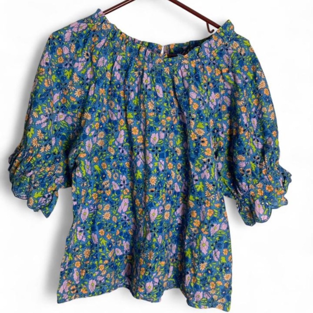 ✨ Jennifer & Grace Floral Eyelet Peasant Blouse ✨ - Picture 1 of 6